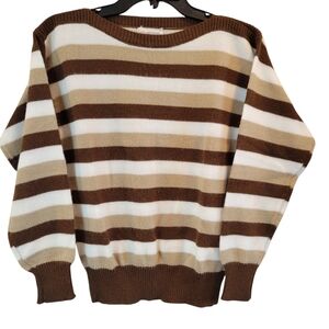Vintage Western Connection Of California Brown Tan White Knit Top